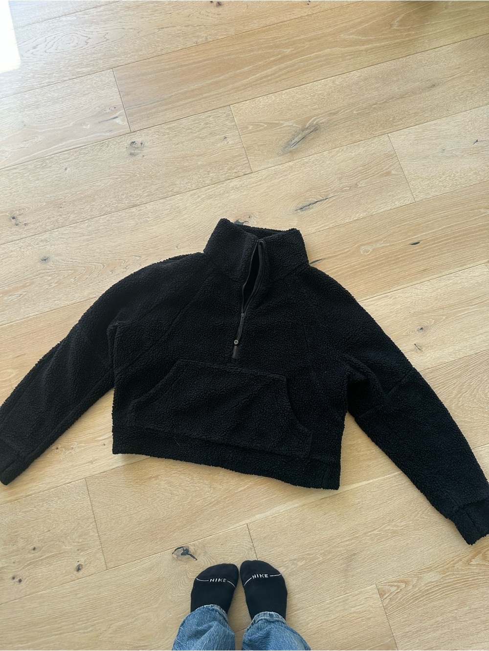 Lululemon Black Sherpa Half-Zip Pullover Sweater